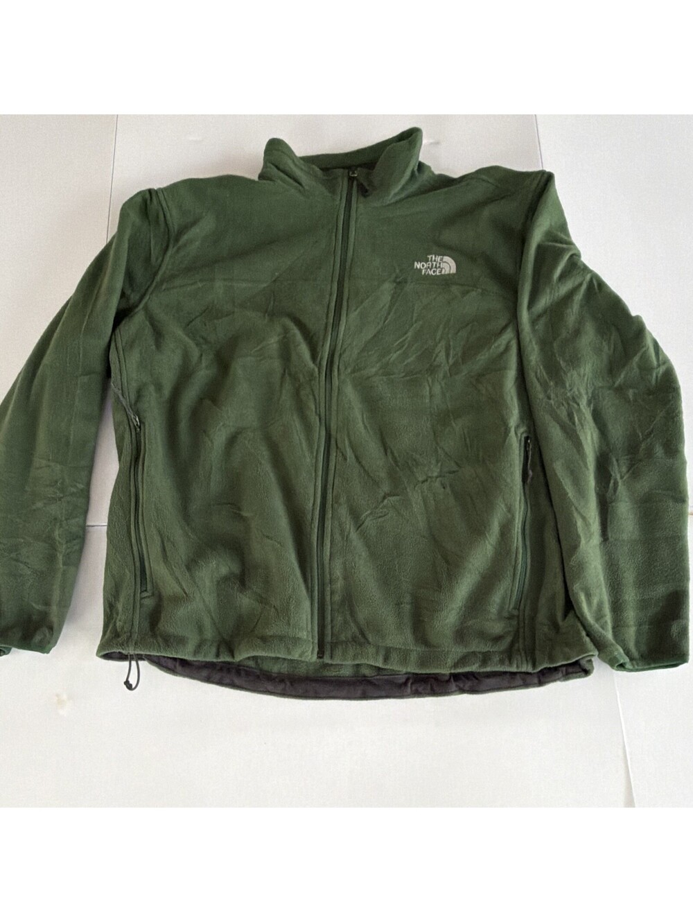 The North Face Men's Green Solid Full Zip Logo Jacket Pockets Size XL/TG
